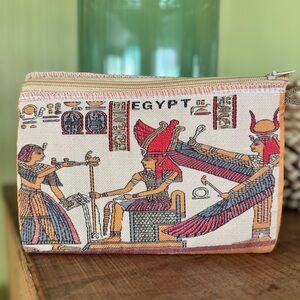 Egyptian Embroidered Metallic Gold Multi Color Cloth Coin Makeup Purse Bag